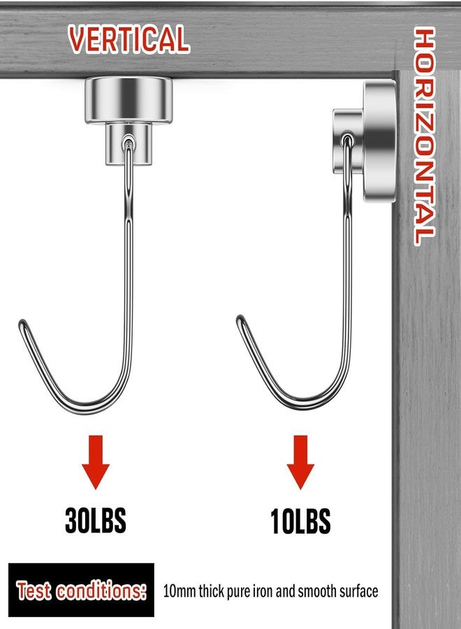 JICOOT Magnetic Hooks, 30lbs+ Magnet Hook 2025 Cruise Cabin Ship Essentials Heavy Duty Strong Magnets Refrigerator Fridge Hanging for Classroom Beach Vacation Kitchen Grills Home 3 Pack (Silver) - Image 4