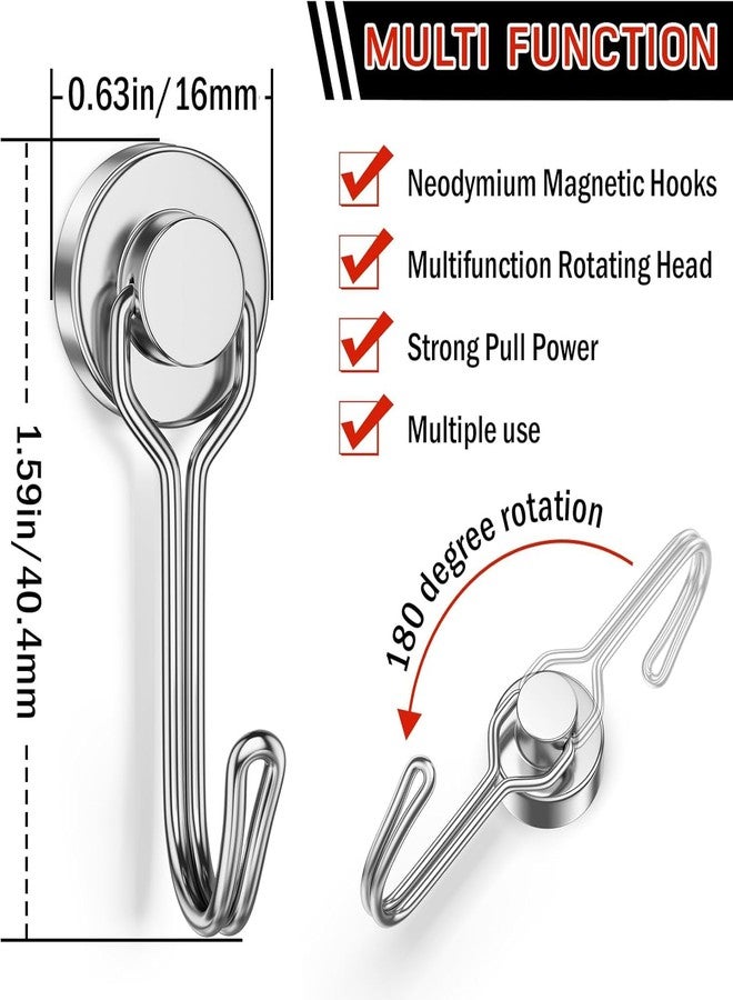 JICOOT Magnetic Hooks, 30lbs+ Magnet Hook 2025 Cruise Cabin Ship Essentials Heavy Duty Strong Magnets Refrigerator Fridge Hanging for Classroom Beach Vacation Kitchen Grills Home 3 Pack (Silver) - Image 2