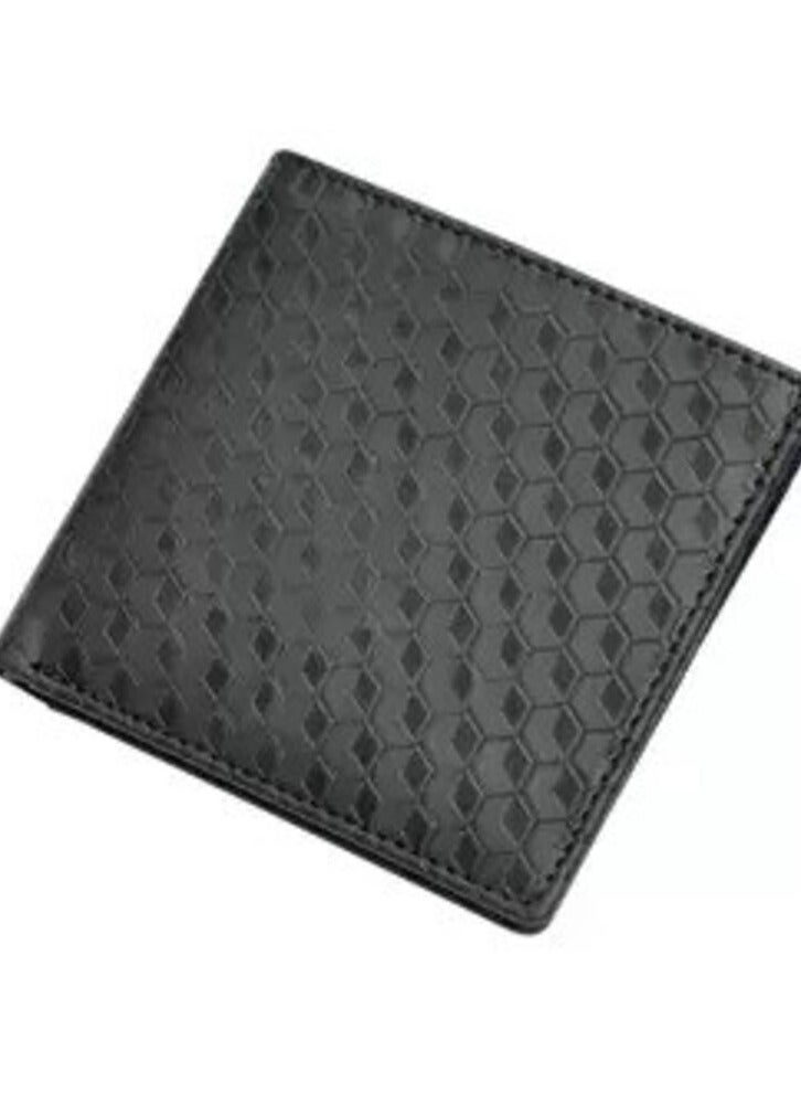 إف اي أس  محفظة FIS إيطالية من البولي يوريثين بتصميم ثنائي الطي من البولي يوريثين للرجال، نافذة لبطاقة الهوية، 6 فتحات للبطاقات، جيبين جانبيين، مقصورات مقسمة للفواتير، لون أسود، مقاس مغلق 100 × 105 ملم - FSPQBKD3