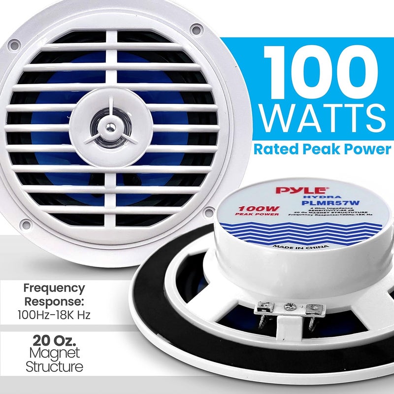 Pyle PLMR57W 5.25 Inch Dual Cone Waterproof Stereo Speaker System - Image 3