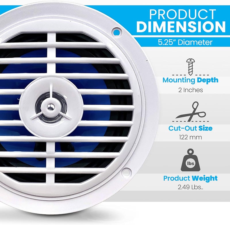 Pyle PLMR57W 5.25 Inch Dual Cone Waterproof Stereo Speaker System - Image 2