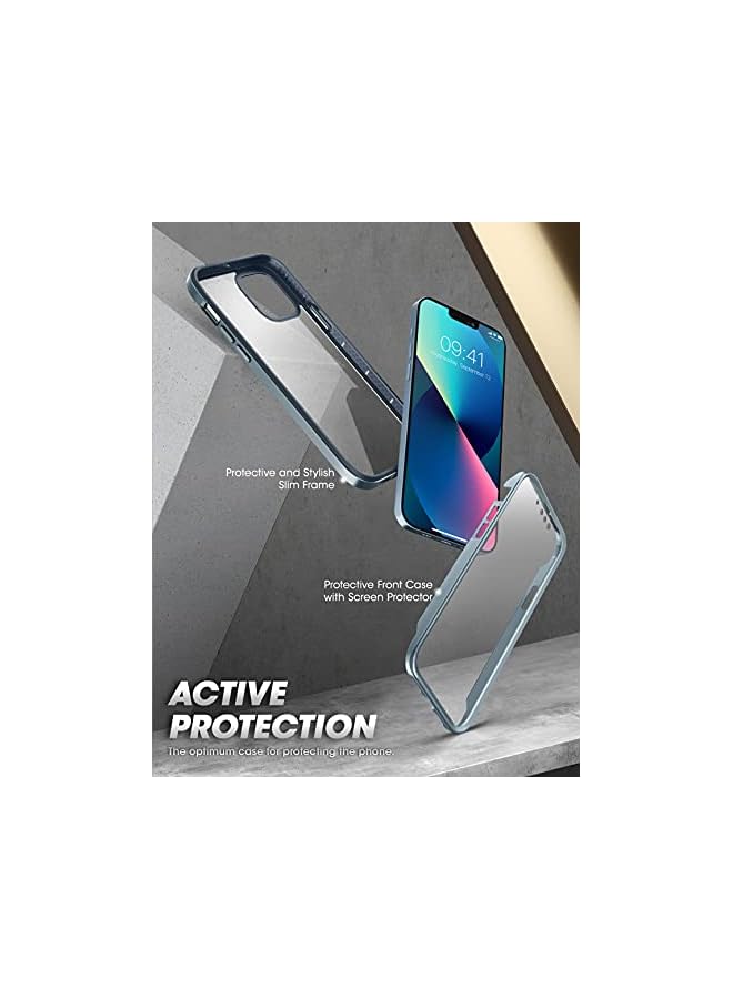 SupCase UB Edge Pro Series Case for iPhone 13 Pro (2021 Release) 6.1 Inch, Slim Frame Clear Protective Case with Built-in Screen Protector (Cerulean) - Image 3
