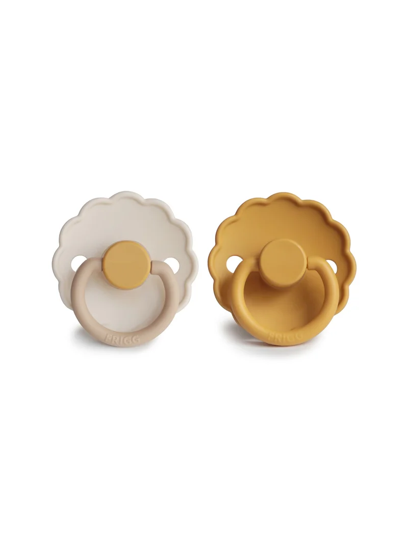 FRIGG Daisy Silicone Baby  Pacifier 6-18M  2-Pack Chamomile/Honey gold - S2