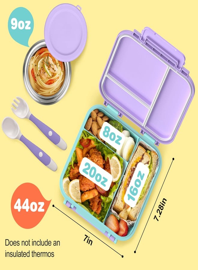JOOPETALK Bento Lunch Box for Kids with 9oz Thermo, Leak-proof Lunch Containers with 3 Compartments,Kids-friendly Size,Durable/Dishwasher Safe Lunch Box for School Outdoors-Purple-blue - Image 4