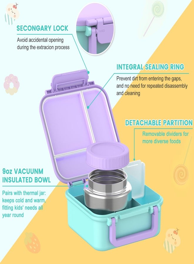 JOOPETALK Bento Lunch Box for Kids with 9oz Thermo, Leak-proof Lunch Containers with 3 Compartments,Kids-friendly Size,Durable/Dishwasher Safe Lunch Box for School Outdoors-Purple-blue - Image 5