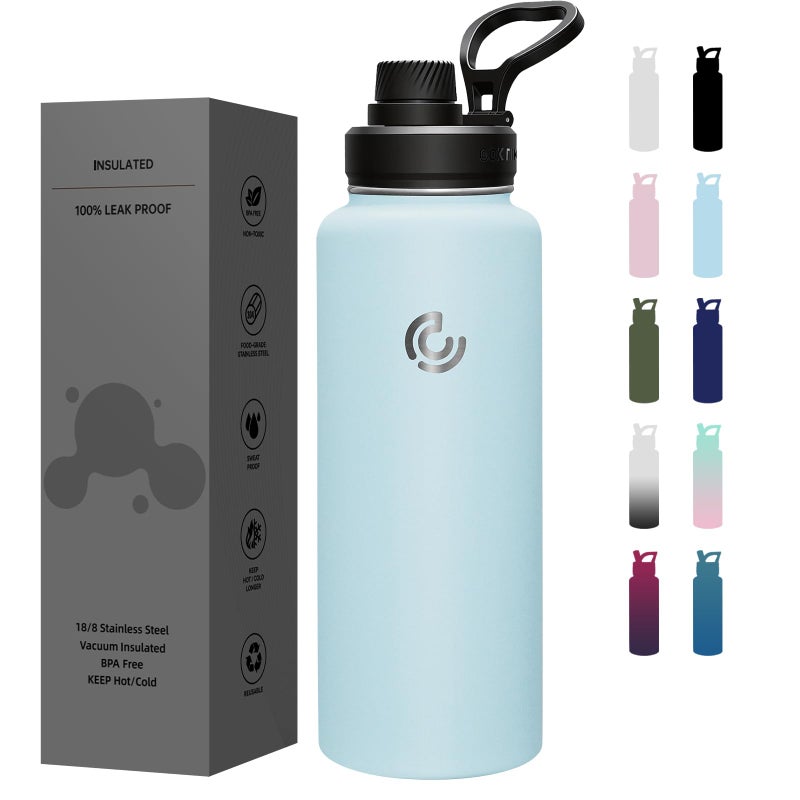 Sports Water Bottle 40oz Insulated Water Bottle with HandleStainless SteelSimple ModernSuitable for Travel School Boy GirlFOG