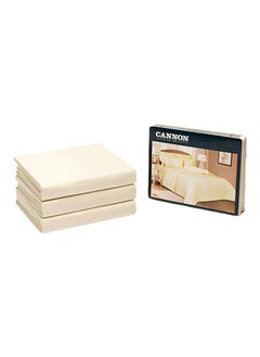 Cannon 3-Piece Machine Washable High Quality King Fitted Sheet Set Cream 6 x 30 x 25 cm CN K3PCFTDT300-CRMD 