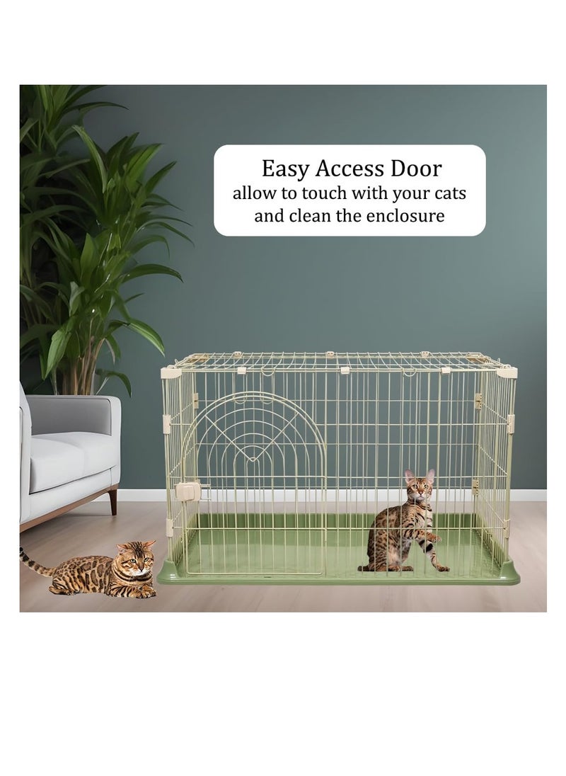 NNC PETS Cat cage, Thickened metal wire, Arched door design, Base widening buckle and door with push-pull switch, Indoor cat cage, Suitable for multiple cats, Easy to assemble and fordable cage (Color: Green)  - Image 3