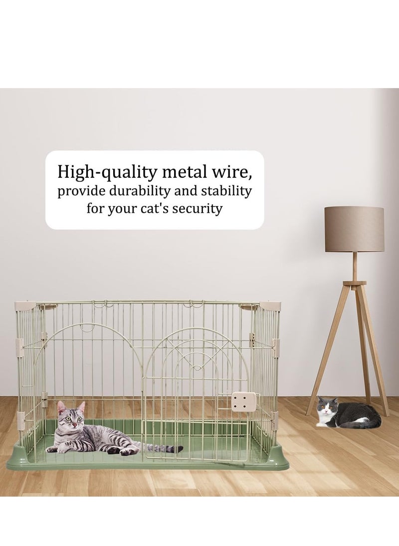 NNC PETS Cat cage, Thickened metal wire, Arched door design, Base widening buckle and door with push-pull switch, Indoor cat cage, Suitable for multiple cats, Easy to assemble and fordable cage (Color: Green)  - Image 5
