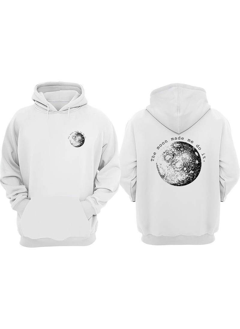 The Wert - Unisex The Moon Made Me Do It Design Front Back Printed Regular Fit White Sweatshirt - Image 1