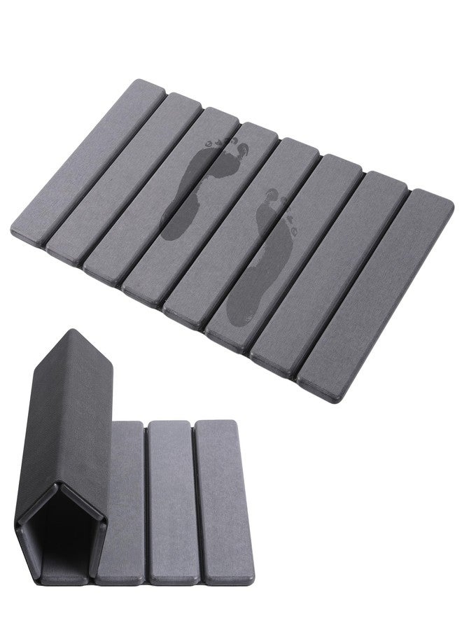 MOCAL Large Foldable Stone Bath Mat, 23.6" x 15.5" Non-Slip Stone Shower Mat, Super Absorbent Diatomaceous Earth Mats, Quick Drying Bath Mats for Bathroom, Easy to Clean - Image 1