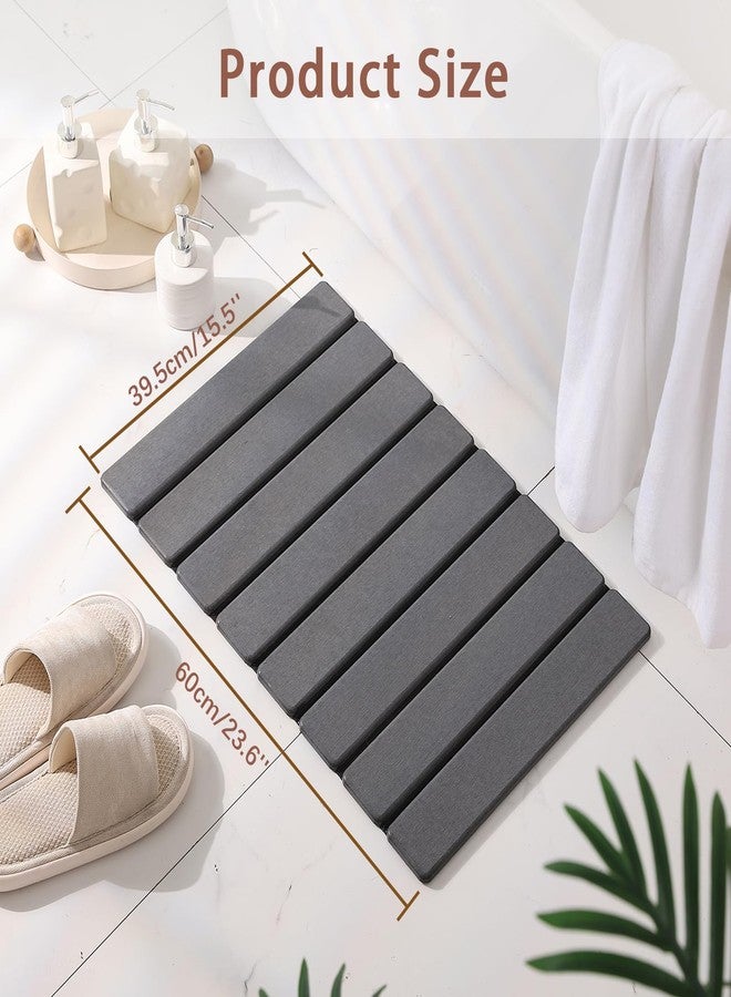 MOCAL Large Foldable Stone Bath Mat, 23.6" x 15.5" Non-Slip Stone Shower Mat, Super Absorbent Diatomaceous Earth Mats, Quick Drying Bath Mats for Bathroom, Easy to Clean - Image 2