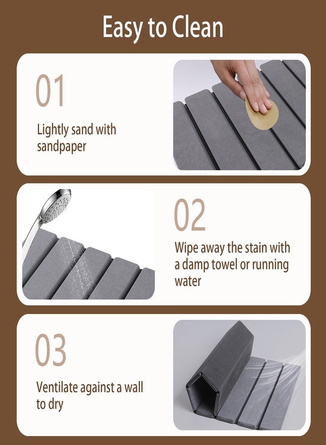 MOCAL Large Foldable Stone Bath Mat, 23.6" x 15.5" Non-Slip Stone Shower Mat, Super Absorbent Diatomaceous Earth Mats, Quick Drying Bath Mats for Bathroom, Easy to Clean - Image 5