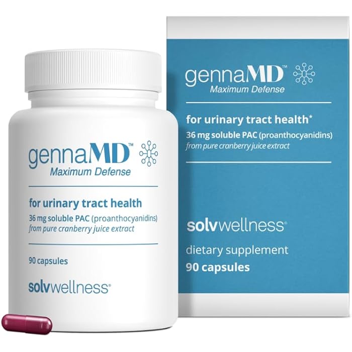 Solv Wellness GennaMD - Maximum UTI Defense - 36 mg Soluble PAC from 100% Cranberry Juice Extract - Highest PAC Concentration in a Small, Easy-to-Swallow Capsule - 90 Capsules - Image 1