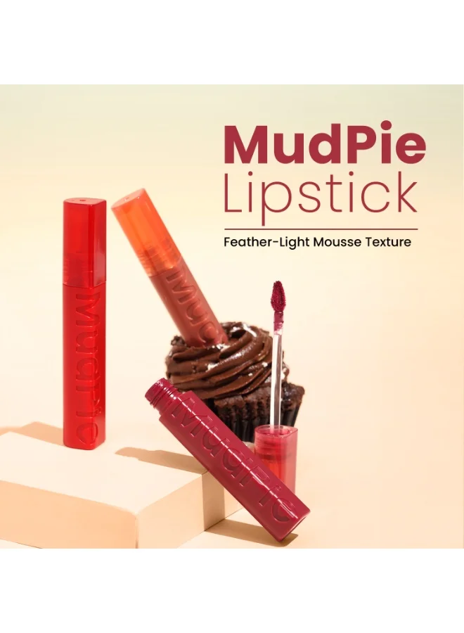 سويس بيوتي أحمر الشفاه "ماد باي" (Mudpie) من سويس بيوتي | لمسة نهائية مخملية مطفأة (موس) | غني بالألوان | ثابت لا يطبع | يدوم طويلاً | معزز بحمض الهيالورونيك وزيت الخروع | الدرجة 7: Rise & Shine | 3 جم