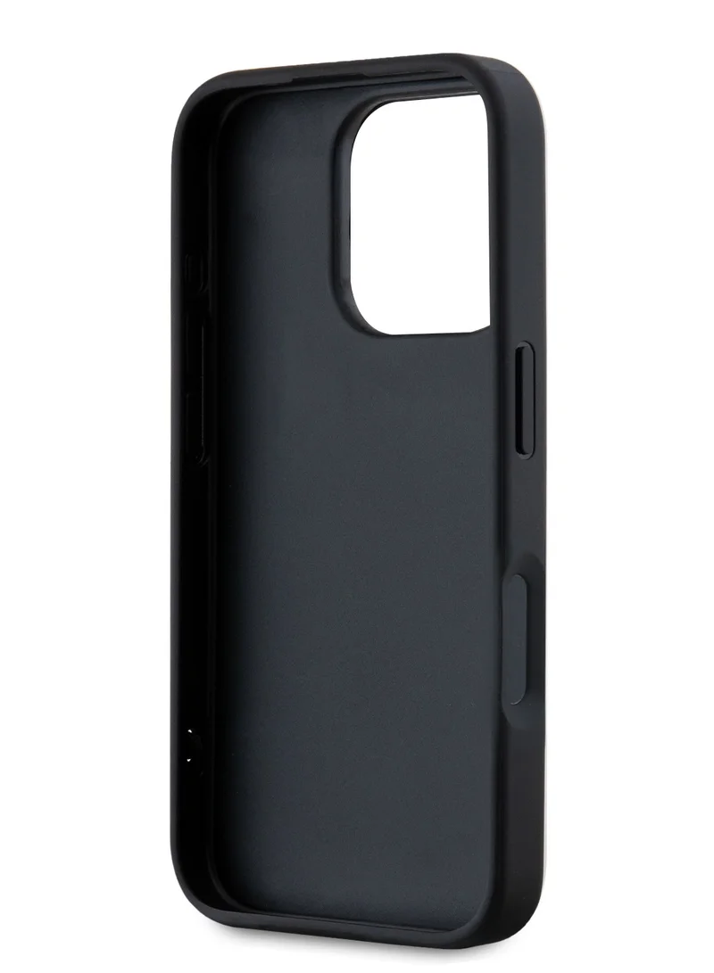 Karl Lagerfeld iPhone 16 Pro Max PU Hard Case with Athleisure Strips and Wrist Strap / Lightweight / High-Quality Back Cover / Comfortable and Secure Grip Cover - Black