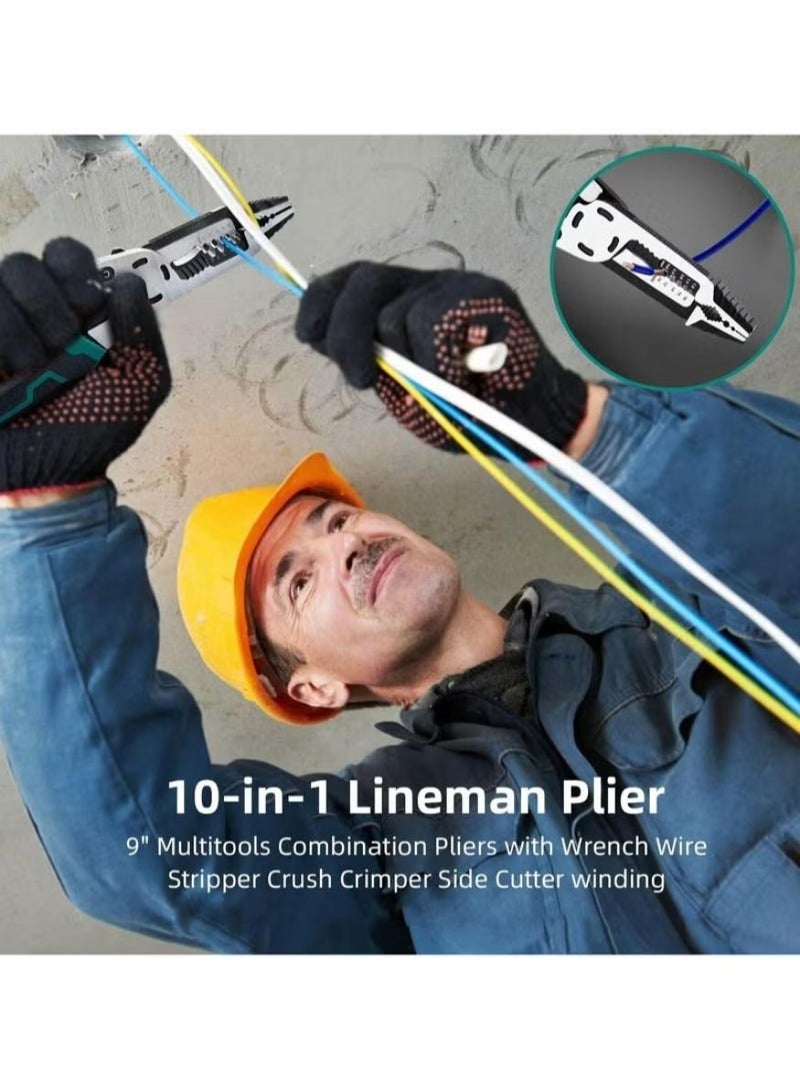 أداة تعرية الأسلاك 10 في 1، أداة تجعيد الأسلاك، أداة تجعيد الأسلاك، كماشة C-RV متعددة الوظائف ذات أنف إبرة C-RV، قاطعة أسلاك، كماشة توليفية 9 بوصة، أدوات توصيل الأسلاك وأداة يدوية متعددة الوظائف - Image 4