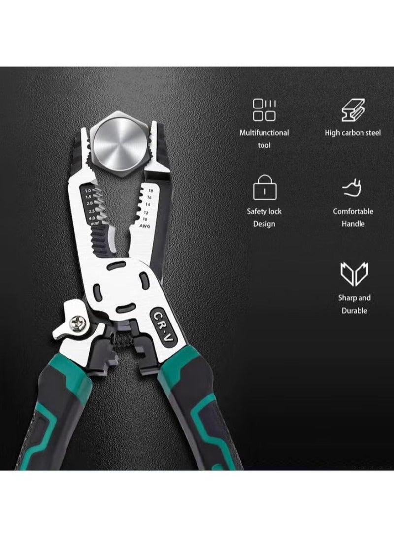 أداة تعرية الأسلاك 10 في 1، أداة تجعيد الأسلاك، أداة تجعيد الأسلاك، كماشة C-RV متعددة الوظائف ذات أنف إبرة C-RV، قاطعة أسلاك، كماشة توليفية 9 بوصة، أدوات توصيل الأسلاك وأداة يدوية متعددة الوظائف - Image 5