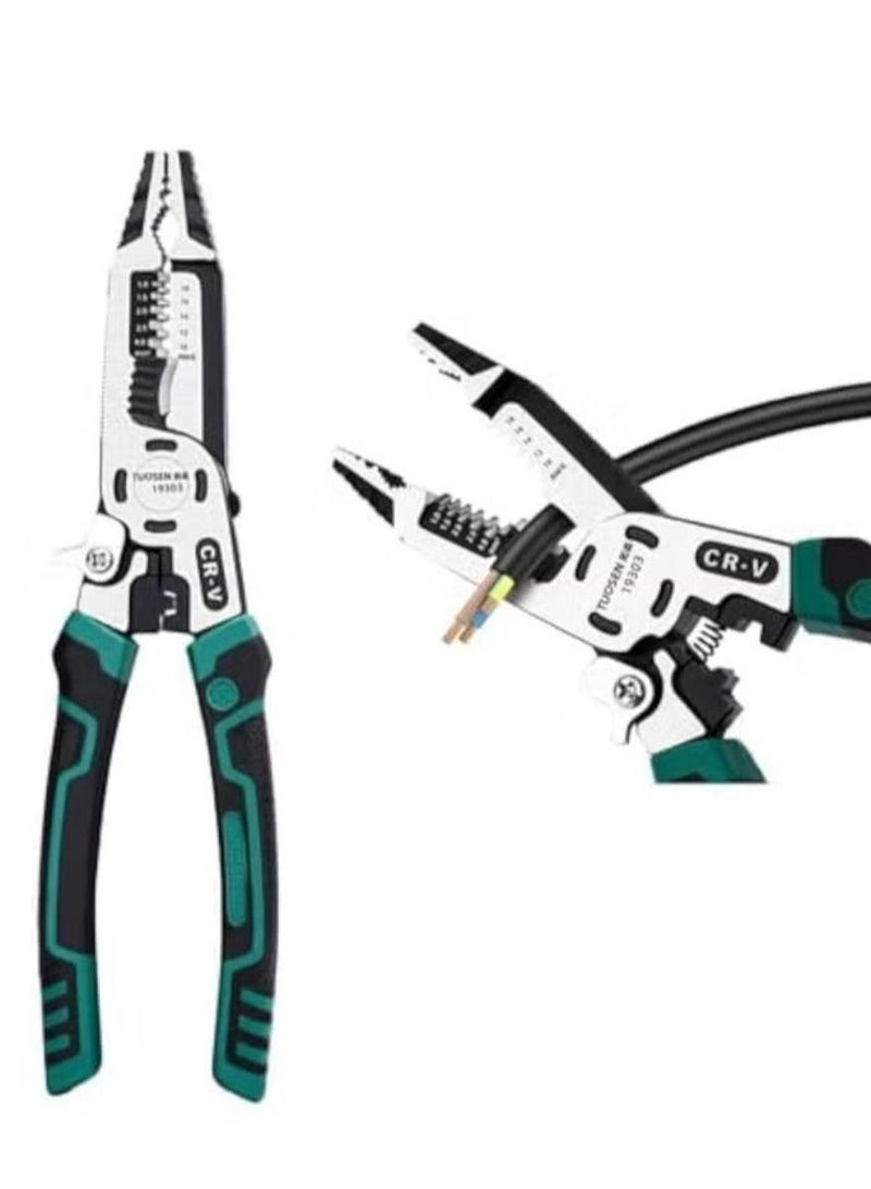 أداة تعرية الأسلاك 10 في 1، أداة تجعيد الأسلاك، أداة تجعيد الأسلاك، كماشة C-RV متعددة الوظائف ذات أنف إبرة C-RV، قاطعة أسلاك، كماشة توليفية 9 بوصة، أدوات توصيل الأسلاك وأداة يدوية متعددة الوظائف - Image 1