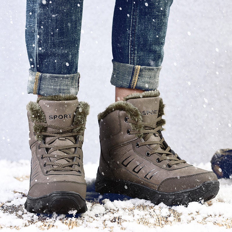 2024 Winter Northeast Cotton Shoes Large Size Snow Boots For Men, Warm, Fleece-Lined, Thick-Soled, High-Top Outdoor Men'S Boots - Image 4