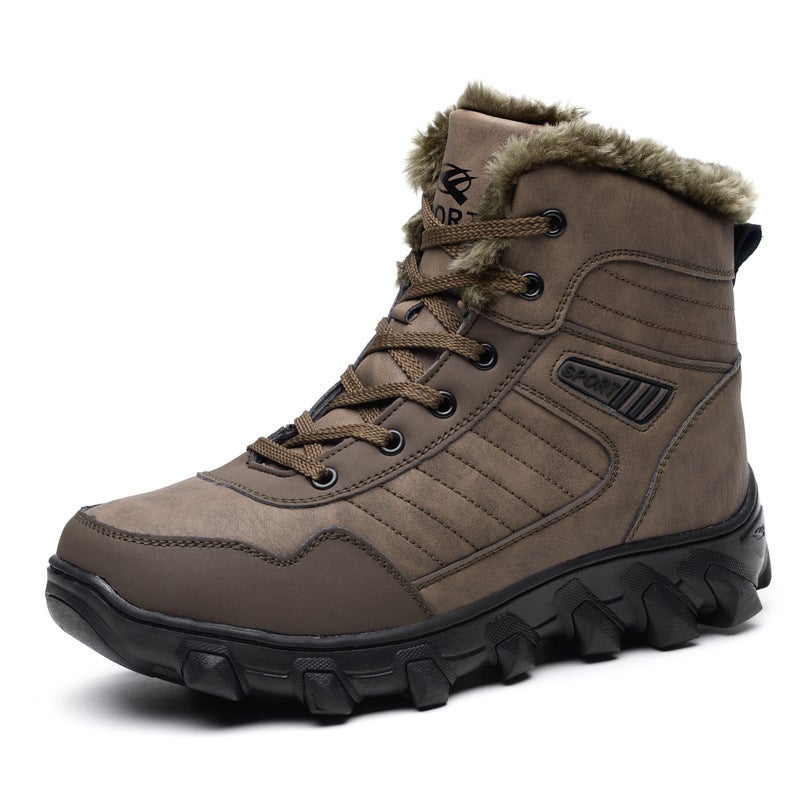 2024 Winter Northeast Cotton Shoes Large Size Snow Boots For Men, Warm, Fleece-Lined, Thick-Soled, High-Top Outdoor Men'S Boots - Image 1