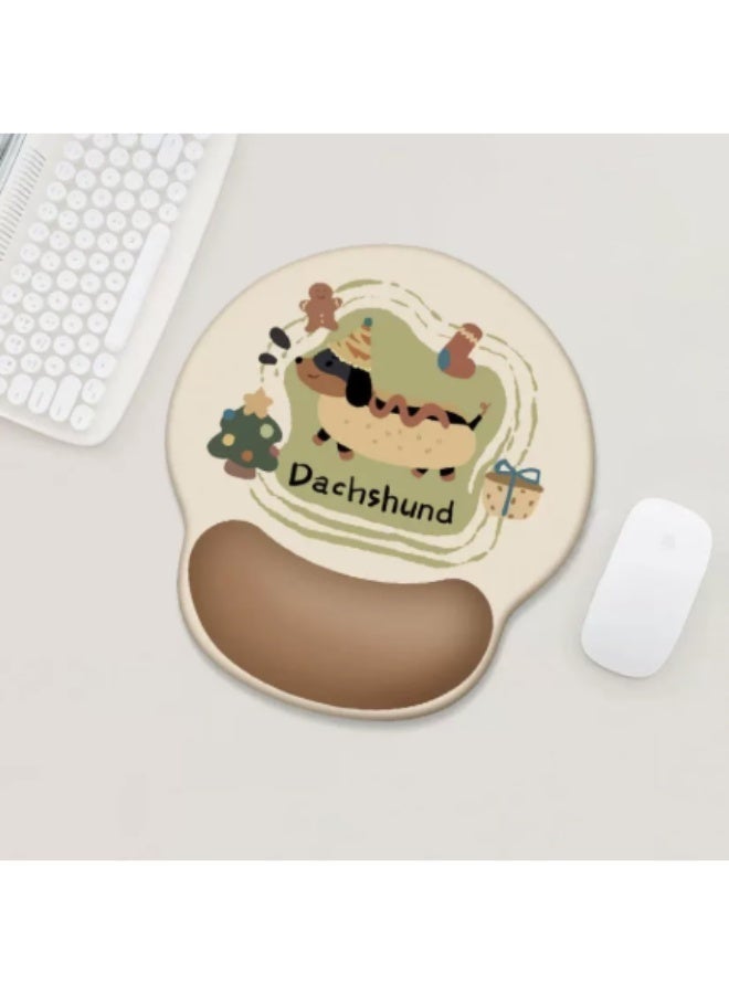 Cute Dachshund Ergonomic Mouse Pad with Wrist Rest & Keyboard Wrist Rest Set, Cartoon Dog Memory Foam Desk Palm Support, Non Slip Silicone Base Mousepad for Office Gaming Laptop Desktop Decor - Image 3