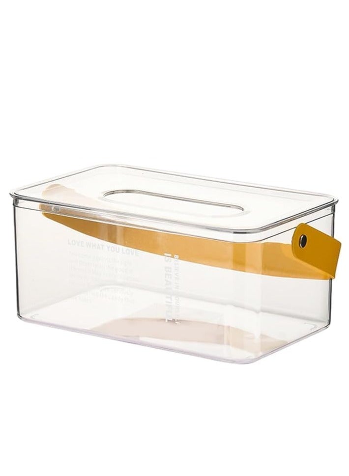 Acrylic Tissue Box with Leather Handle - Modern Design and High Quality MK (Clear) - Image 1