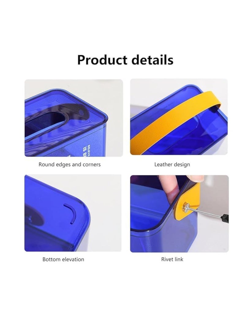 Acrylic Tissue Box with Leather Handle - Modern Design and High Quality MK (Clear) - Image 2
