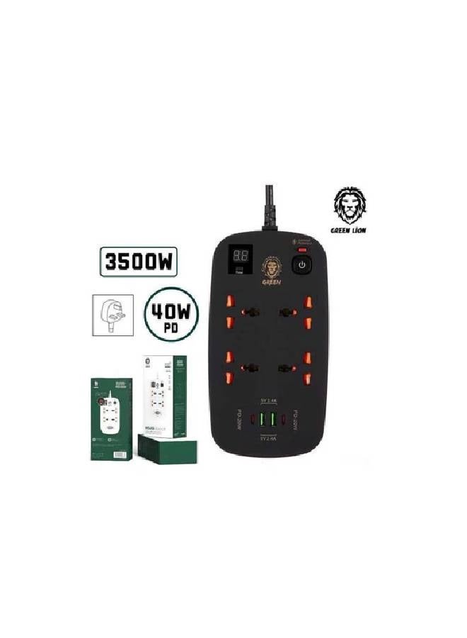 Green Lion 4 AC 2 USB & 2 USB-C PD 40W Multiport Smart Power Socket 3500W 3M - Image 4