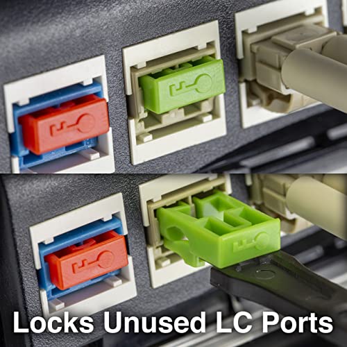NTW NL-LCPBK100-GN Net-Lock Locking LC Port/Dust Blocker with Black Removal Tool, Green, 100 + 5 Key - Image 2