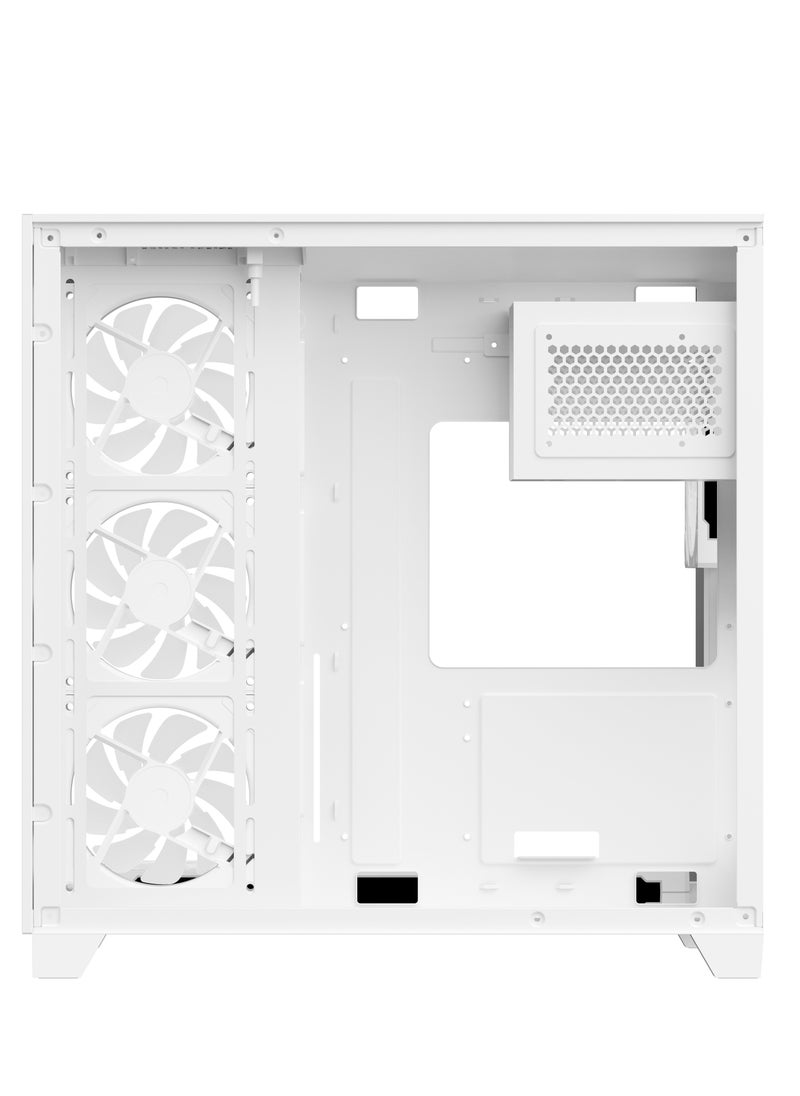SHARX SHARX CASE PROFIN ATX Min-Tower Gaming PC Case (GX700-W), With 7X 120mm Pre-Installed  ARGB Fans, and Controller,  Tempered Glass,  I/O (Ports Type C*1 / USB3.0 *1 / USB2.0 *2 / Buttons Power/Reset), (White)  - Image 5