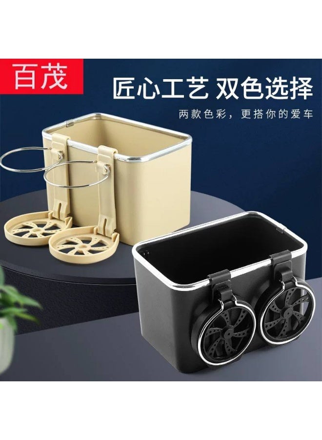 Multifunctional Car Armrest Storage Box with Foldable Cup Holder and Paper Towel Space Suitable for Holding Coffee, Water Bottles, Phones Keeps Side Console Tidy - Black - Image 4