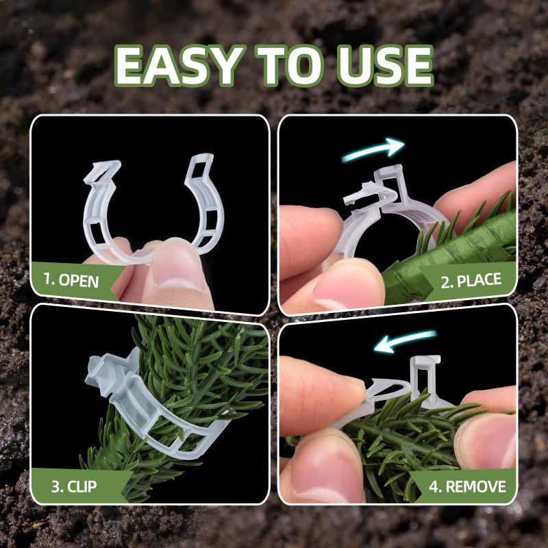 CLEANGOR 300Pcs Plant Clips, Plant Support Clips Plastic Trellis Clips Garden Plant Clips for Tomatoes, Cucumbers, Vines, Reusable Garden Clips Tomato Clips, Gardening Supplies to Grow Upright - Image 5