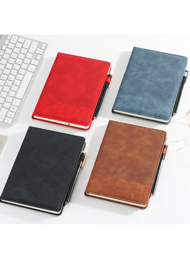 Shen Shi Shen A5 Notebook With Hard Cover, Embossed Pattern, Business Office Meeting Record Book, Student Stationery, Diary, Draft Book With Pen, One Piece, 25-587 Blue - Image 2