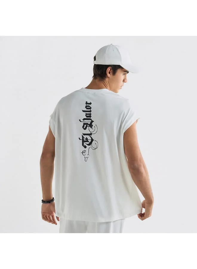 Splash FAV Typographic Print T-shirt with Crew Neck and Short Sleeves