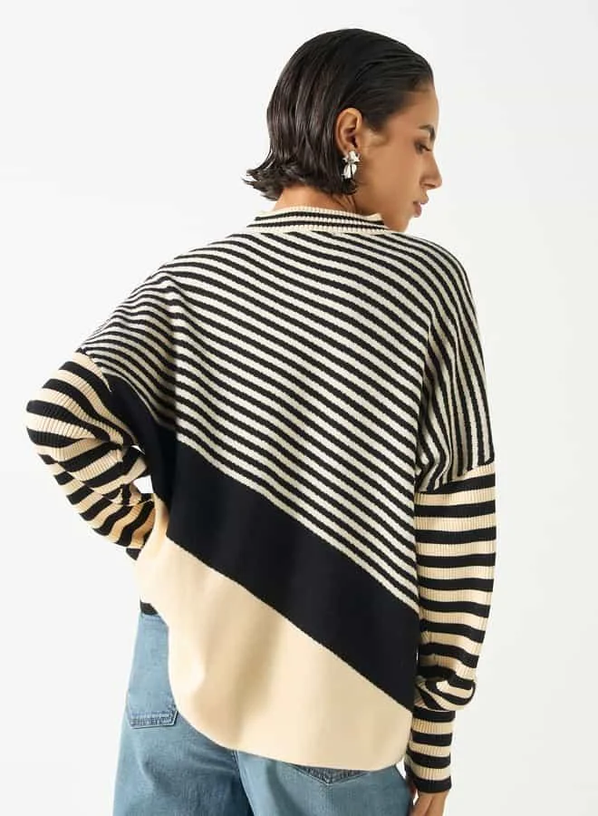 2Xtremz 2Xtremz Striped Pullover with High Neck
