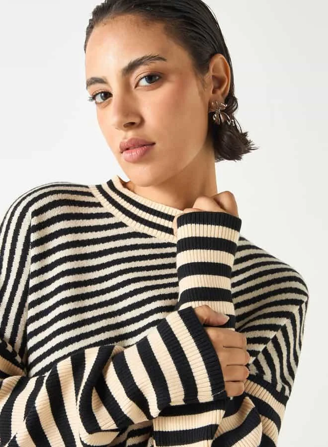 2Xtremz 2Xtremz Striped Pullover with High Neck