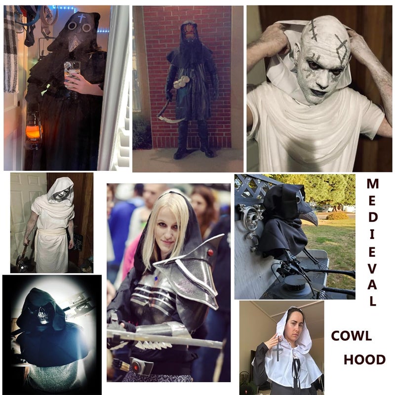 BLESSUME Medieval Cowl Hat Cross Necklace Wicca Pagan Hood Cosplay Accessory - Image 2
