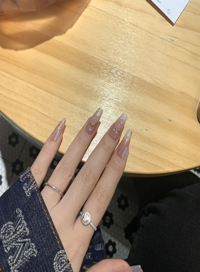 JIEADJIE Press On Nails (100% Handmade),Short-Medium T,Handmade Painted Nail Art by Nail Technician,Daily Version (pink camellia, Medium) - Image 3