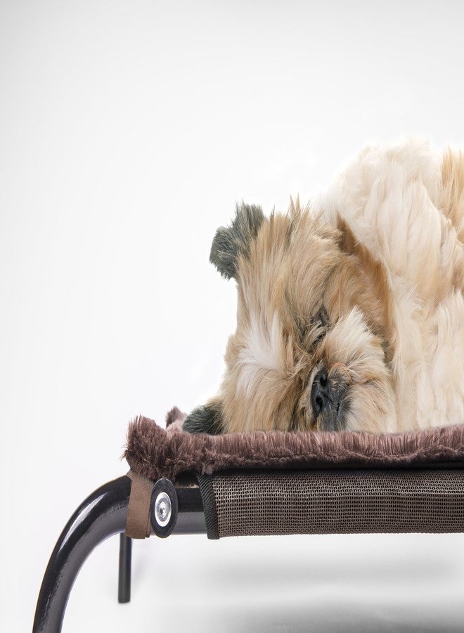 Furhaven Dog Blanket for Cot Beds, Washable w/ Zippered Pouch for Warming/Cooling Inserts - Plush Faux Fur Cot Blanket - Espresso, Extra Small - Image 4