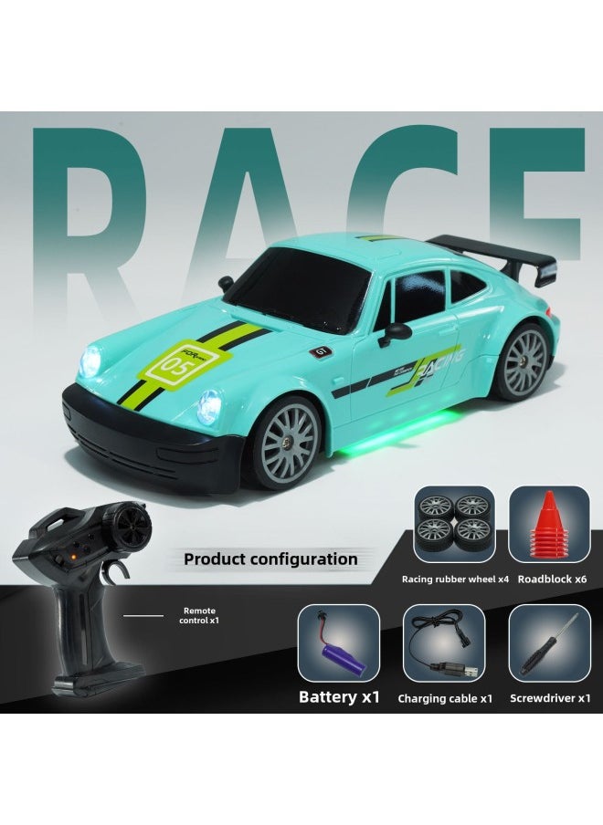 High-speed Four-wheel Drive Drift Racing Professional RC Remote Control Car Rechargeable Wireless Racing Toy Car For Children And Boys-Color:Porsche Gt (cyan Model) Single Battery  - Image 1