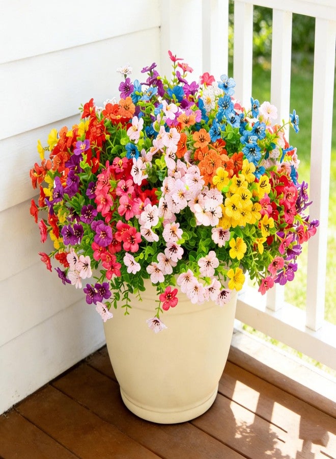 GIAUMA 18 Bundles Artificial Flowers for Outdoors UV Resistant - Realistic Silk Fake Outside Flowers Faux Plants for Outdoor Planters, Porch, Patio, Garden, Window Box Decoration (9-Color) - Image 1