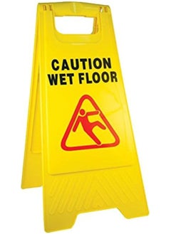 Scrolls Caution Wet Floor Warning Signs 2-Sided Yellow Caution Board for commercial use,Safety wet floor signage  - Image 1