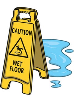 Scrolls Caution Wet Floor Warning Signs 2-Sided Yellow Caution Board for commercial use,Safety wet floor signage  - Image 5