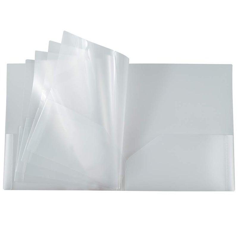 JAM PAPER Heavy Duty Plastic Multi Pocket Folders - 10 Pocket Organizer - Clear - Sold Individually - Image 3