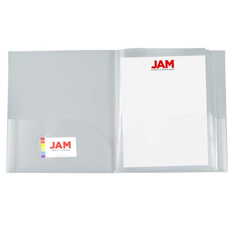 JAM PAPER Heavy Duty Plastic Multi Pocket Folders - 10 Pocket Organizer - Clear - Sold Individually - Image 4