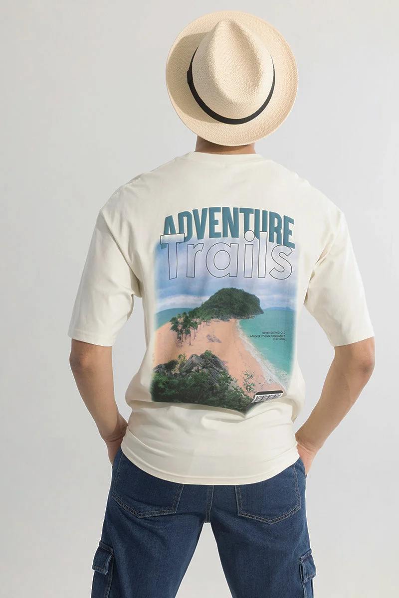 SNITCH Adventure Trails Cream Oversized T-Shirt