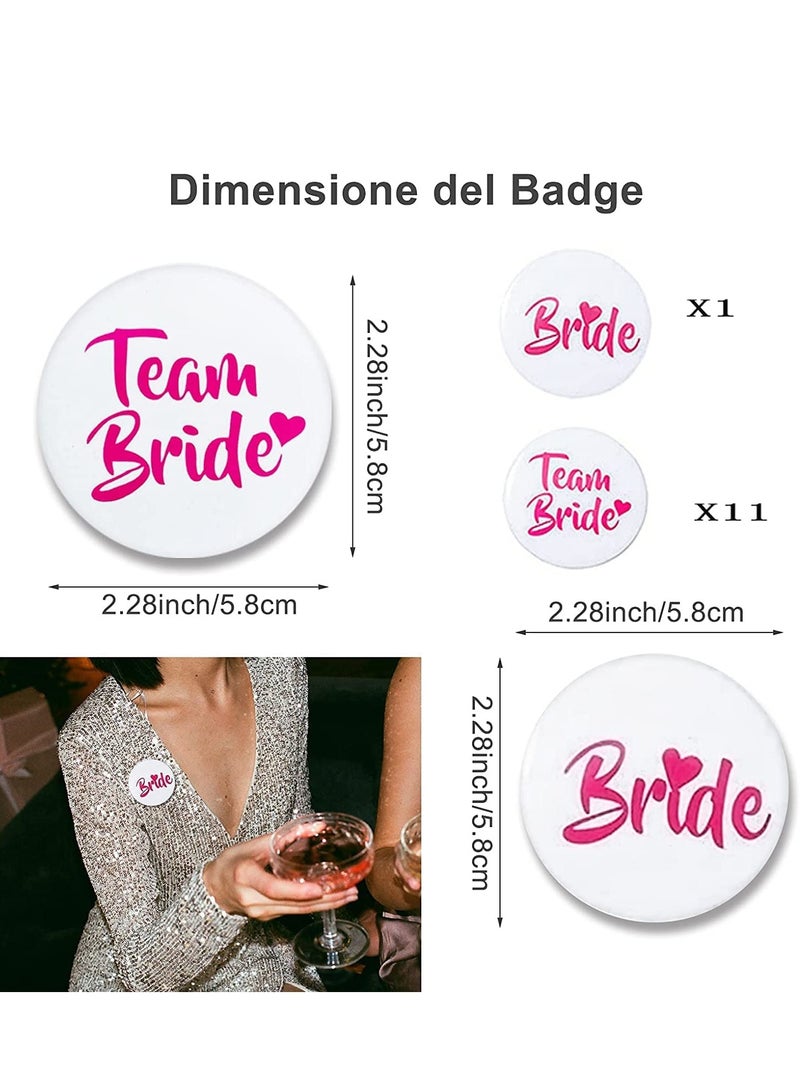 Bridal Shower Party Decorations Set, 17 Pieces with Satin Sash, Garter, Rosette Brooch, Headband, Tiara, Veil, Pink Glasses, and Stickers - Image 2