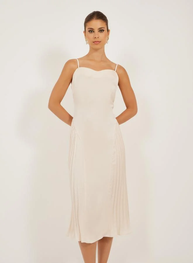 Styli Pleated Satin Dress