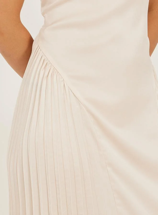 Styli Pleated Satin Dress